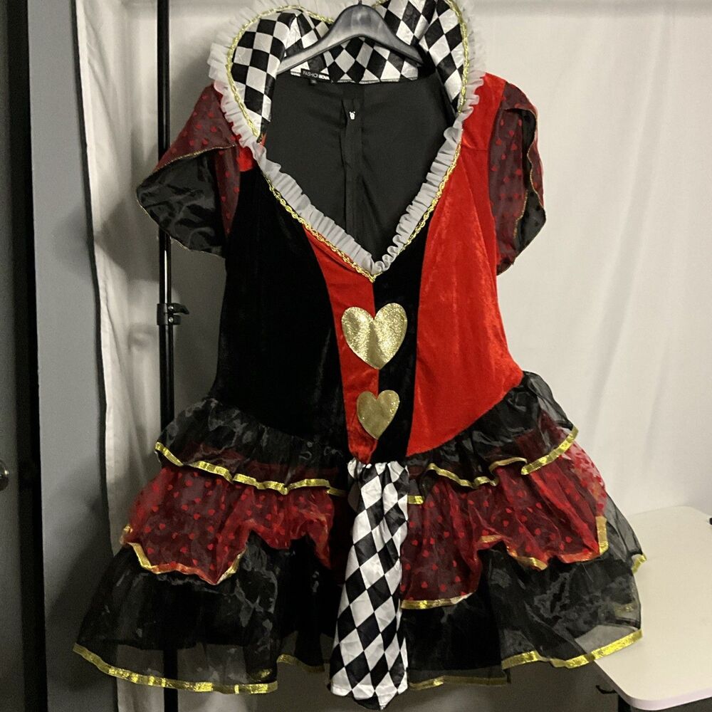 Queen of Hearts Women's Dress Costume Ruffled Red and Black 3X